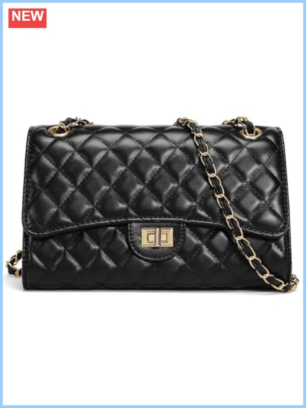 Quilted Crossbody Purse Faux Leather Chain Strap Shoulder Bag